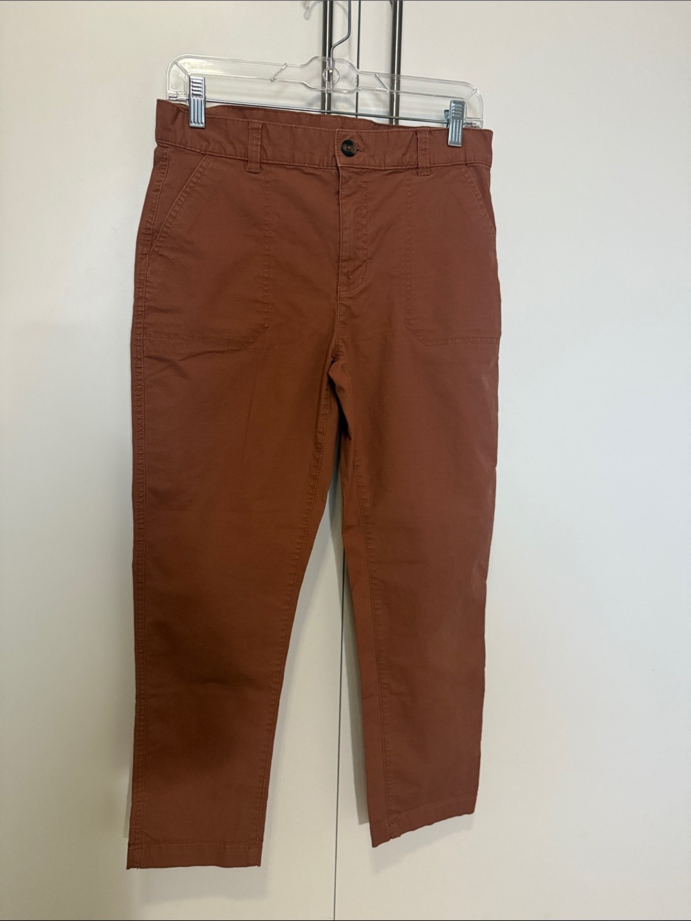 Eddie Bauer Women's Ankle Chinos in Rust Brown